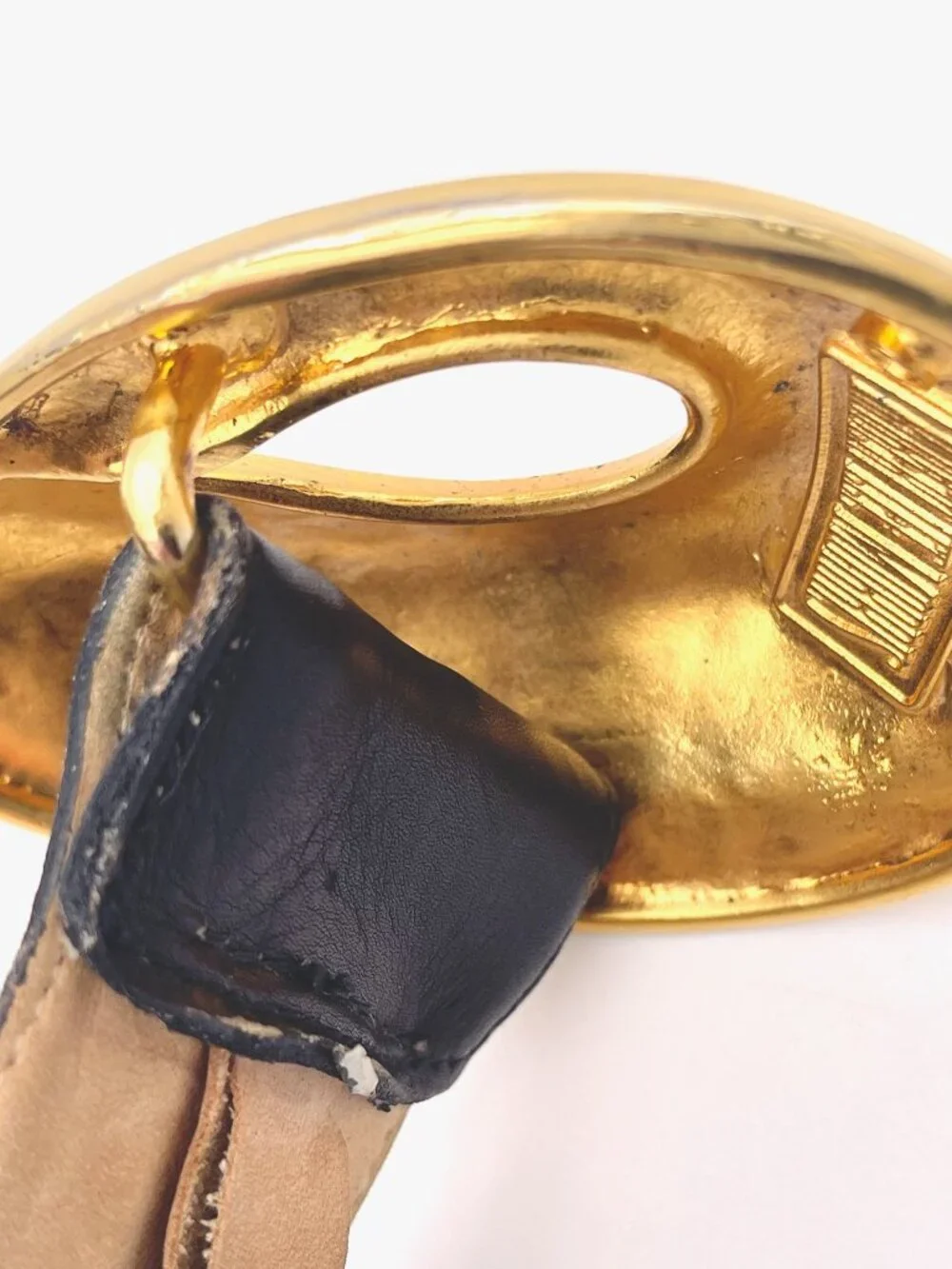 Vintage Robert Lee Morris Leather Belt with Iconic Gold Buckle